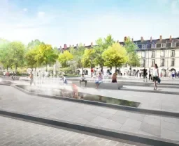 Fontaines et quais-jardins autour de la place du Commerce