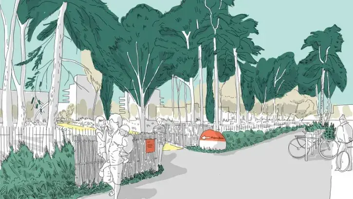 Illustration d'ambiance dans le futur quartier du Vert Praud.