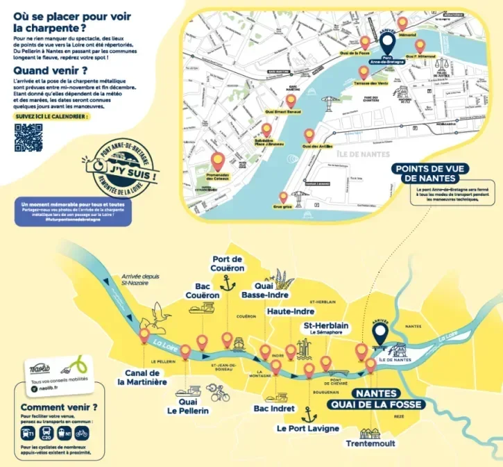 cartographie des points de vue pour apercevoir la barge remonter la Loire