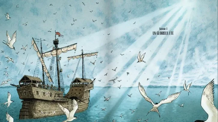 L'illustration d'un bateau sur l'eau.