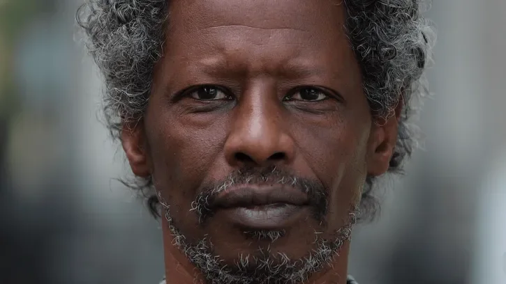 Un homme pose devant un photographe.