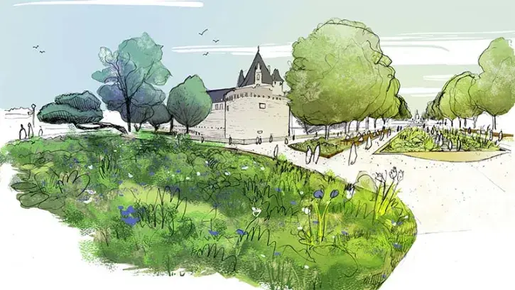 Fin 2025, le parking Duchesse-Anne laissera place à un jardin de 2100 m2. © Phytolab