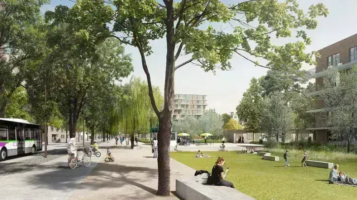 De la pointe ouest de l'île de Nantes à la rue Paul-Nizan, les jardins de l'Estuaire s'étendront sur 1,6 km de long et 50 à 70 m de large soit 8 hectares de verdure. © Ajoa-laq/Samoa