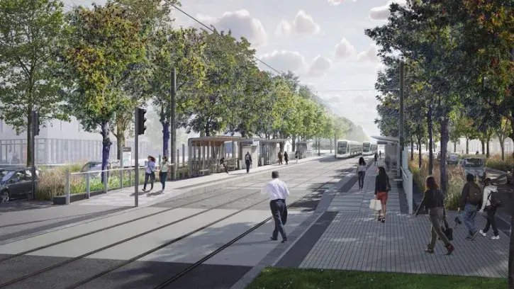 Projection de la station qui desservira le futur CHU sur l'île de Nantes.