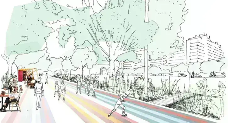 A partir de l'été 2025, les habitants pourront profiter de mobiliers provisoires, pour jouer à la pétanque, aux échecs, à la marelle ou au ping pong. © Agence TER