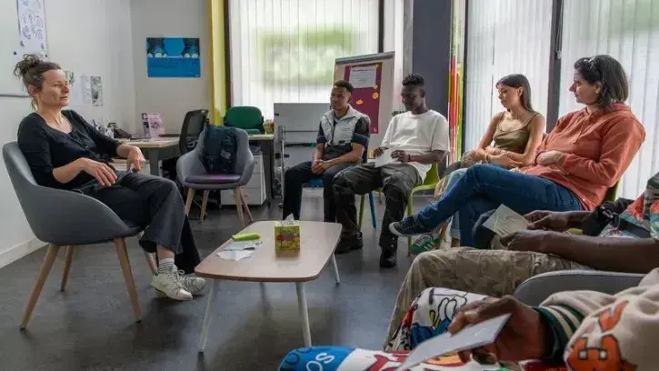 Un groupe de jeunes participant à l'atelier "À quoi j'ai droit ?" ©Loïc Gatteau