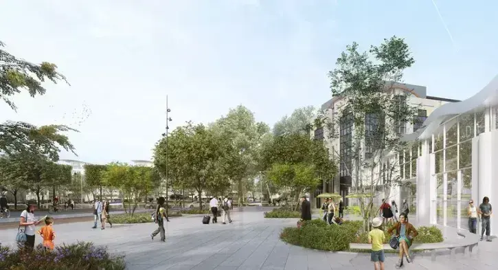 Le parvis sud de la gare va devenir une vaste place paysagère s'étirant jusqu'à la cale Saint-Félix. © Tu Verras.