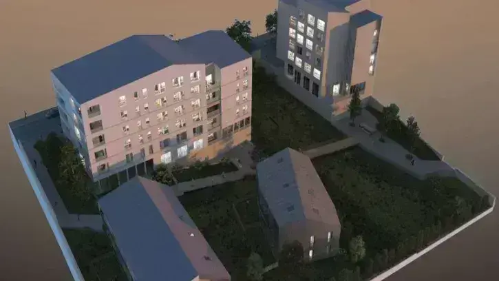 Construit sur une ancienne propriété des sœurs de Bethléem, le programme Houssinière-Amaryllis comprend 101 logements répartis dans 4 bâtiments avec un cœur d'îlot paysager. © Adoma CDC Habitat