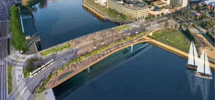 Le pont Anne-de-Bretagne sera transformé en profondeur pour faire plus de place à la nature et aux mobilités douces. © Dietmar Feichtinger Architectes